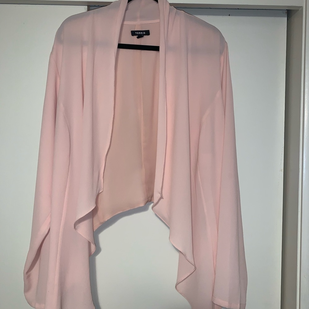 Long sleeve sheer blush color blouse